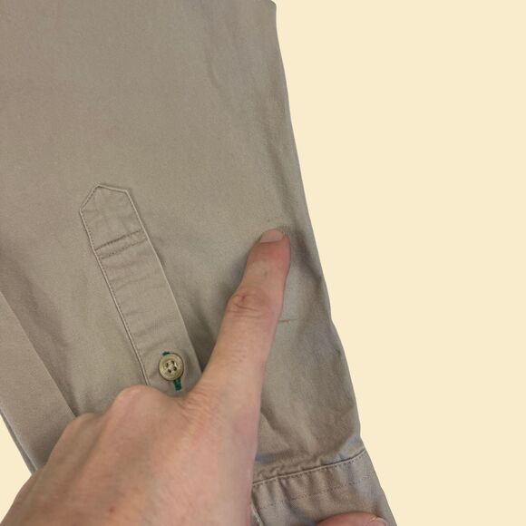 1990s XL Tommy Hilfiger shirt, vintage beige mens button down top - Picture 7 of 8